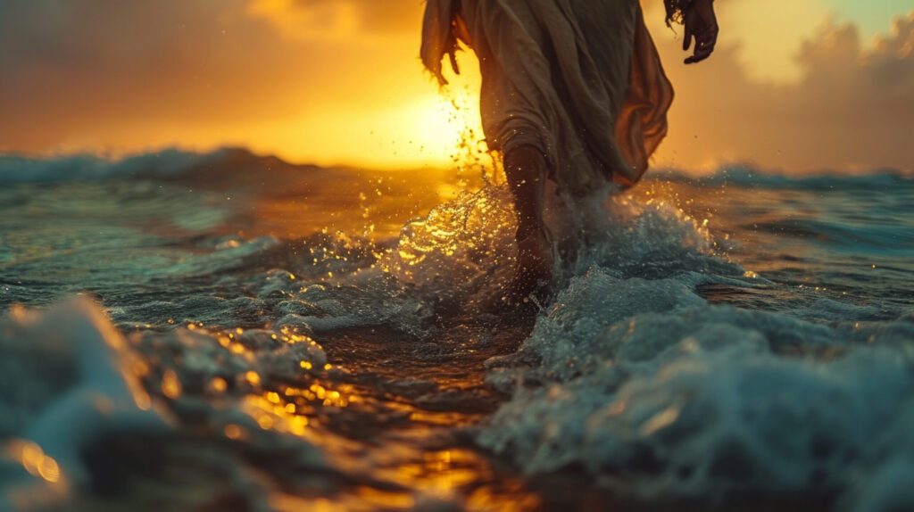 Jesus Christ walking on the waters of the sea