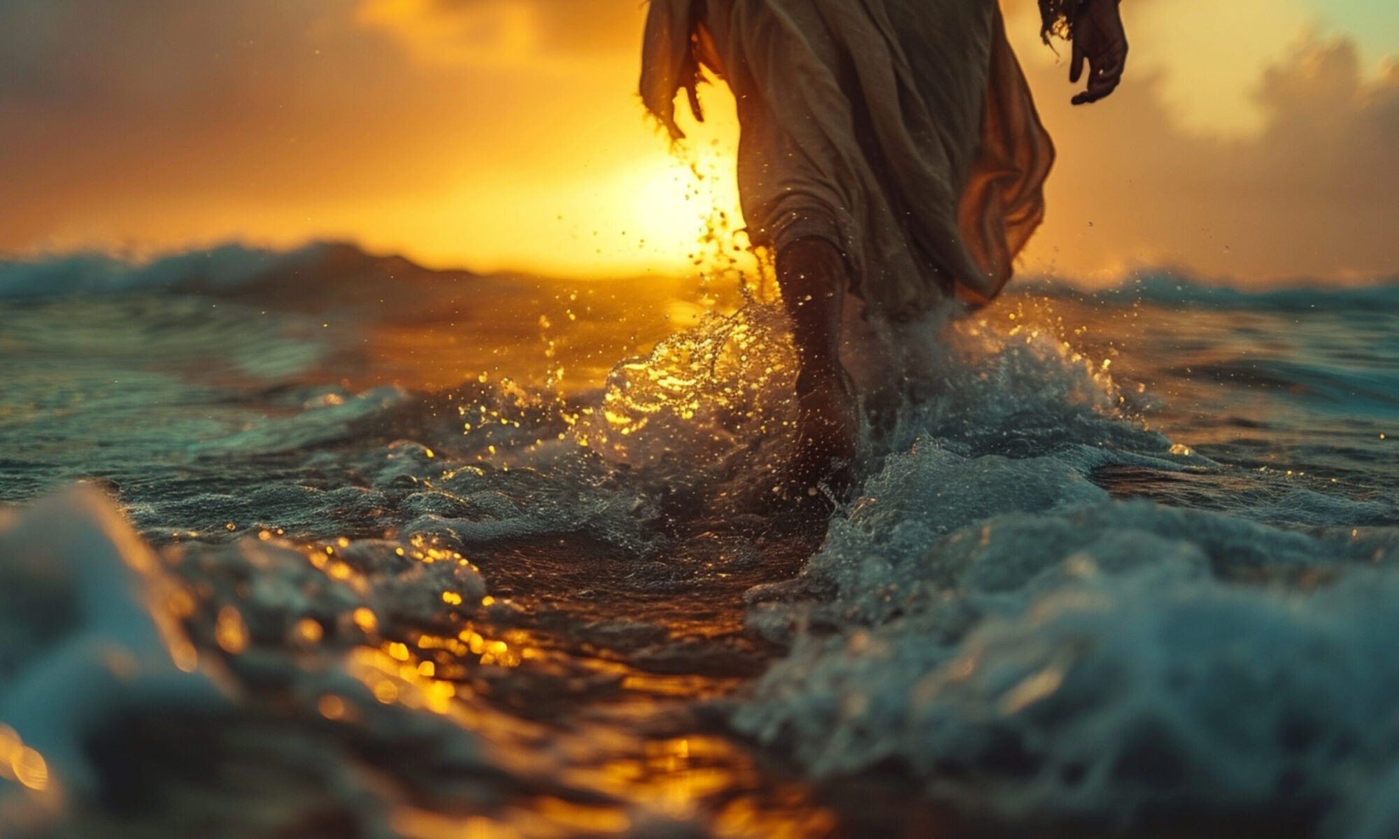 Jesus Christ walking on the waters of the sea